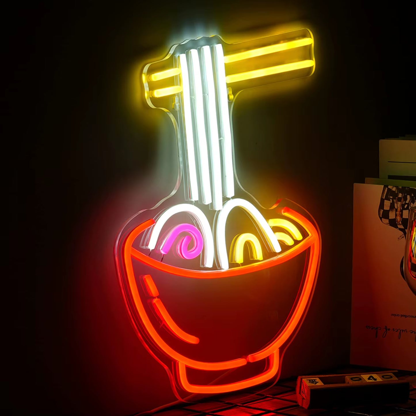 27*20Cm Ramen Neon Sign,Ramen Noodle Led Neon Lights for Wall Decor,Neon Lights for Restaurant Ramen Shop Window