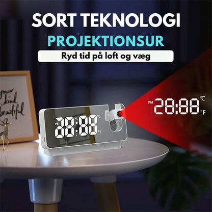 Timecast – Digital Projektionsvækkeur Med 180° Roterende Projektor Og Stort LED Display