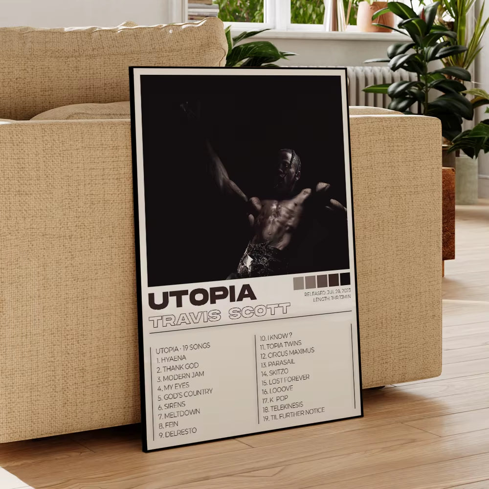 3Pcs/Set Modern Travis Scott Albums Art Cover Songs Music Rap Wall Art Canvas Painting Posters for Living Room Home Decor