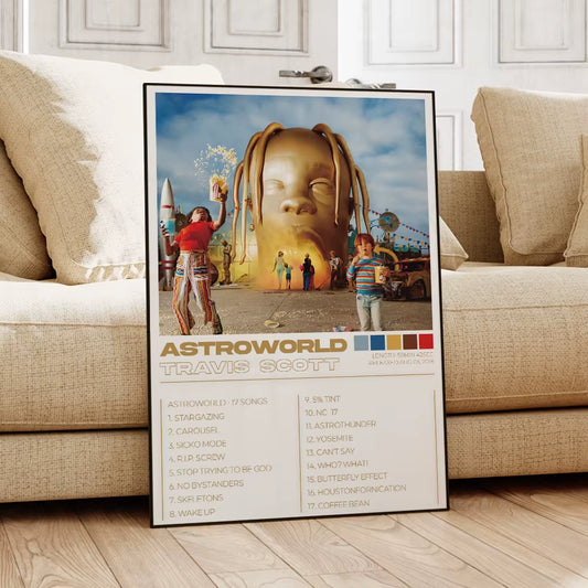 3Pcs/Set Modern Travis Scott Albums Art Cover Songs Music Rap Wall Art Canvas Painting Posters for Living Room Home Decor