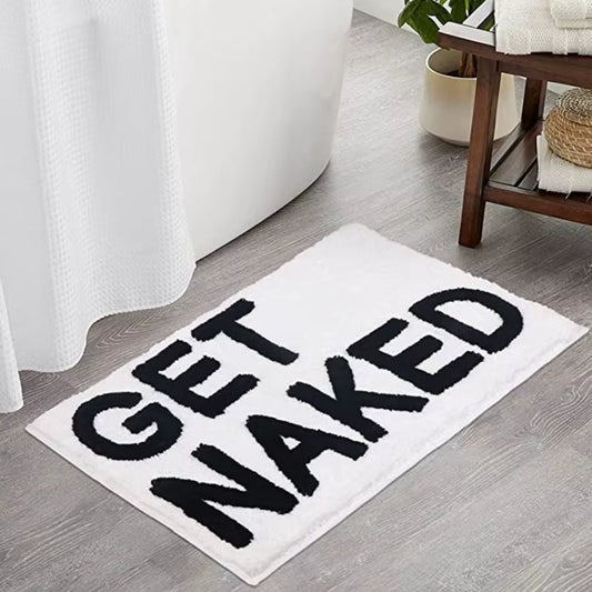 Get Naked Bath Mat Cute Bathroom Rugs Non Slip Microfiber 50X80CM Bath Rugs Funny Bathroom Decor Black and White Floor Bath Mats