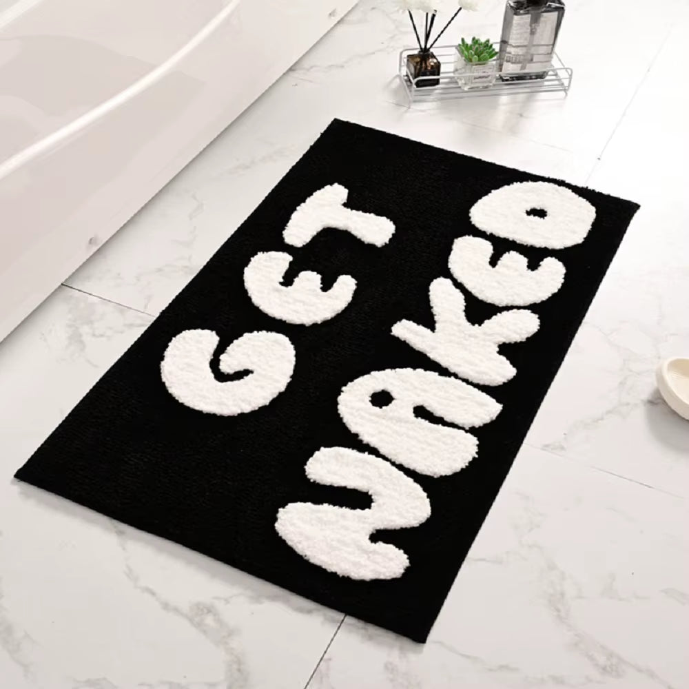 Get Naked Bath Mat Cute Bathroom Rugs Non Slip Microfiber 50X80CM Bath Rugs Funny Bathroom Decor Black and White Floor Bath Mats