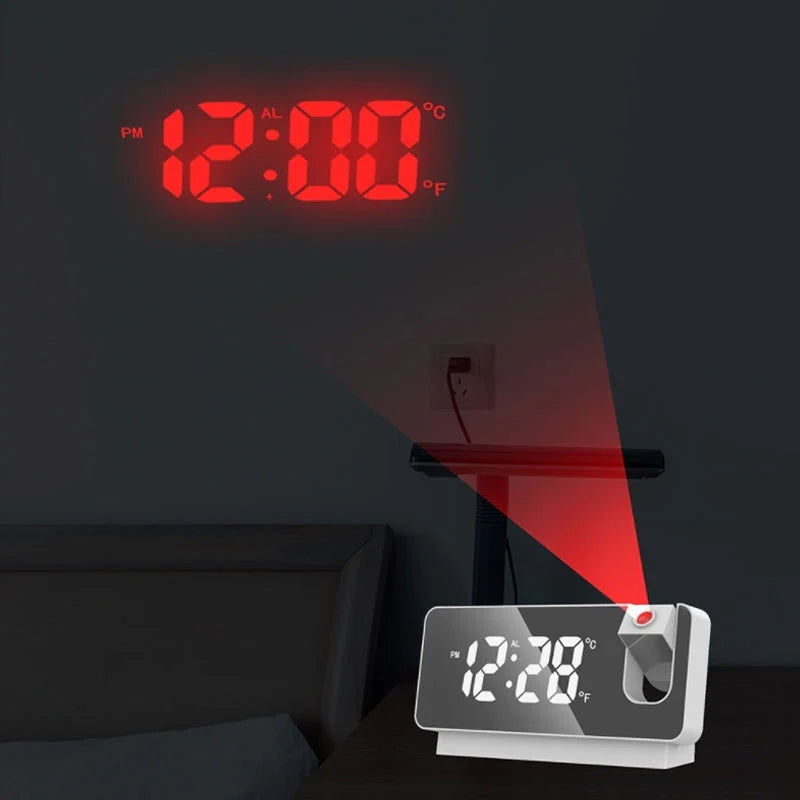 Timecast – Digital Projektionsvækkeur Med 180° Roterende Projektor Og Stort LED Display