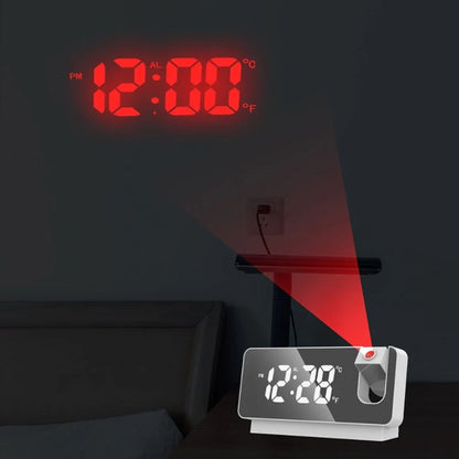 Timecast – Digital Projektionsvækkeur Med 180° Roterende Projektor Og Stort LED Display