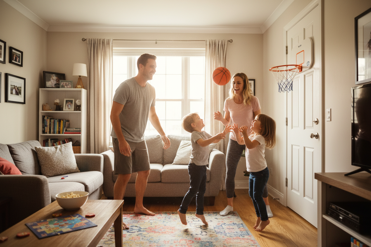 over the Door Mini Basketball Hoop Set, 18"X12" Shatterproof Backboard, 2 Mini Balls & Hand Pump, No Tools Indoor Use