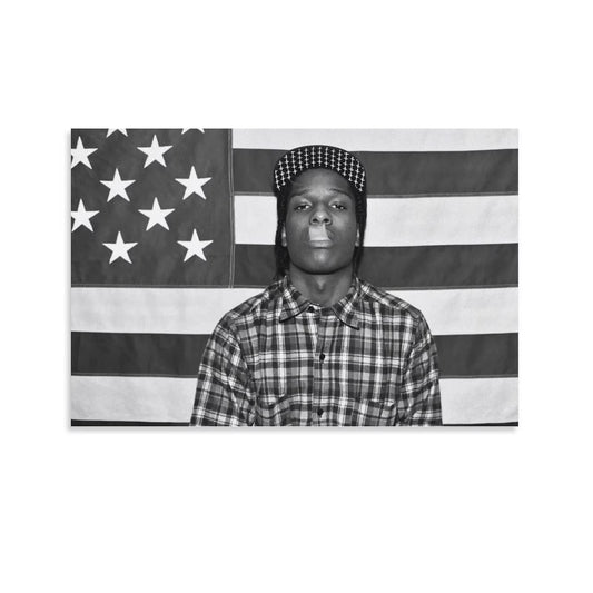 A$AP Rocky ASAP American Flag Rap Rapper Motivational Inspirational Office Gym Wall Dorm Decor 3X5Ft Flag Only Sewing