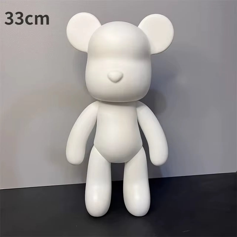 DIY Fluid Bear Sculpture Handmade Bearbrick Doll Ornaments Violent Bear Graffiti Painting Parent-Child Toy Gift Home Decoration