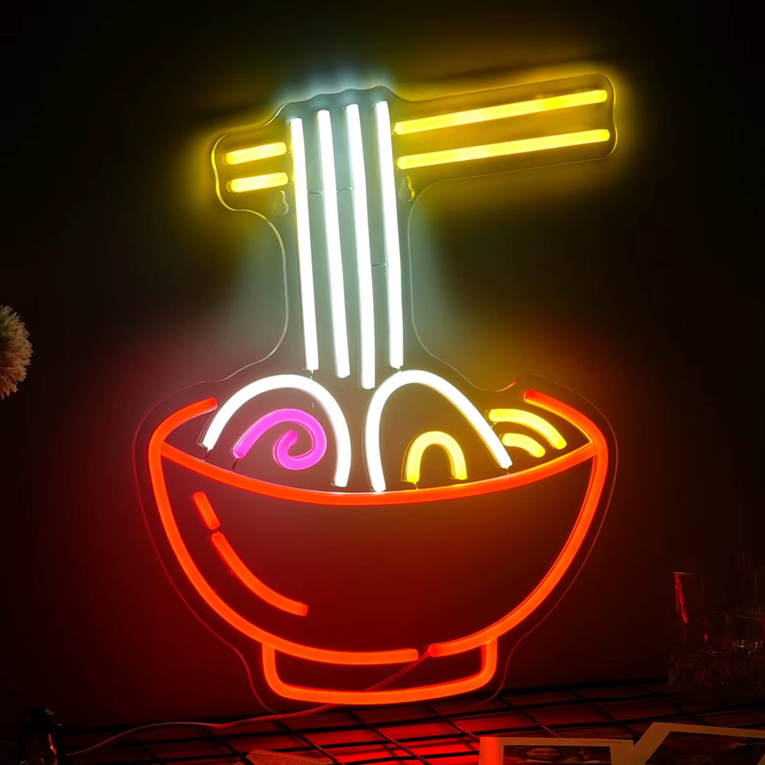 27*20Cm Ramen Neon Sign,Ramen Noodle Led Neon Lights for Wall Decor,Neon Lights for Restaurant Ramen Shop Window