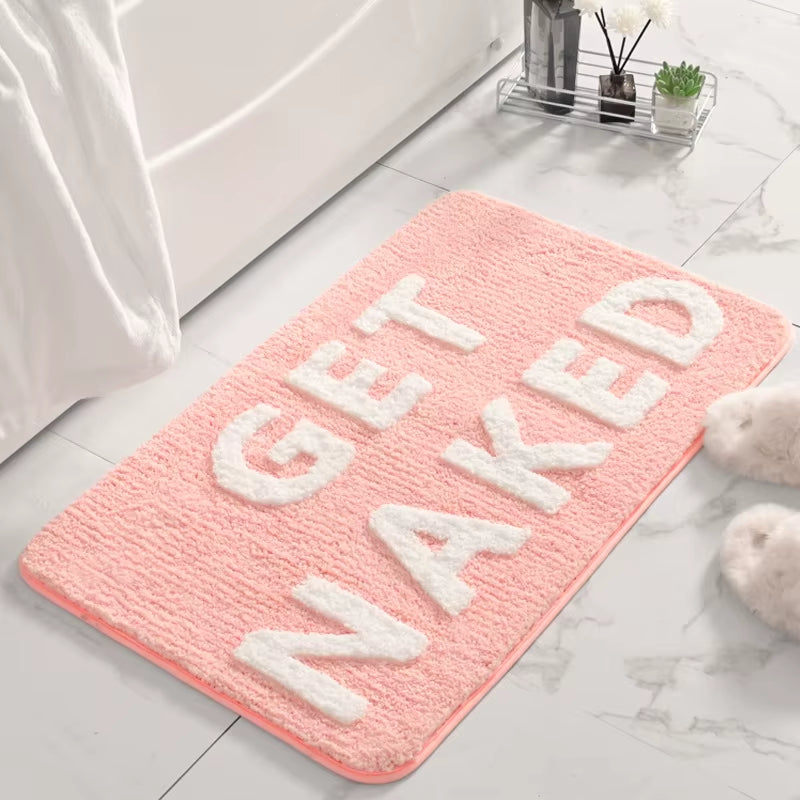 Get Naked Bath Mat Cute Bathroom Rugs Non Slip Microfiber 50X80CM Bath Rugs Funny Bathroom Decor Black and White Floor Bath Mats