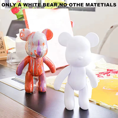 DIY Fluid Bear Sculpture Handmade Bearbrick Doll Ornaments Violent Bear Graffiti Painting Parent-Child Toy Gift Home Decoration