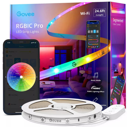 Govee RGBIC Pro 24.6' LED Strip Lights: Smartphone App Controlled Neon-Style Lights