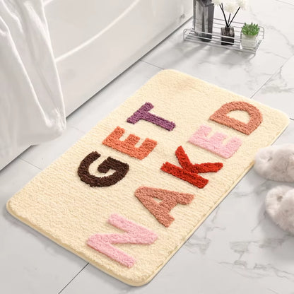 Get Naked Bath Mat Cute Bathroom Rugs Non Slip Microfiber 50X80CM Bath Rugs Funny Bathroom Decor Black and White Floor Bath Mats