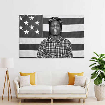 A$AP Rocky ASAP American Flag Rap Rapper Motivational Inspirational Office Gym Wall Dorm Decor 3X5Ft Flag Only Sewing