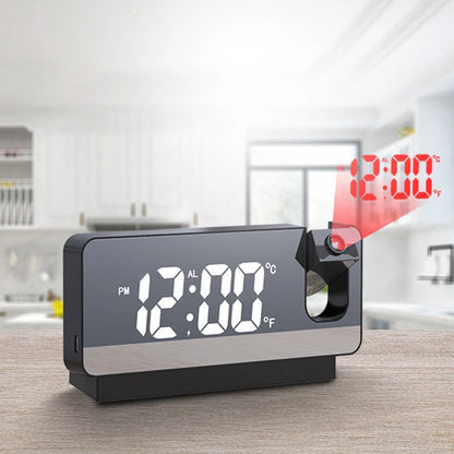 Timecast – Digital Projektionsvækkeur Med 180° Roterende Projektor Og Stort LED Display