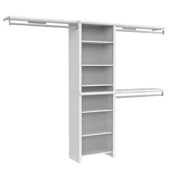 Impressions Basic 60 In. W - 120 In. W White Wood Closet System